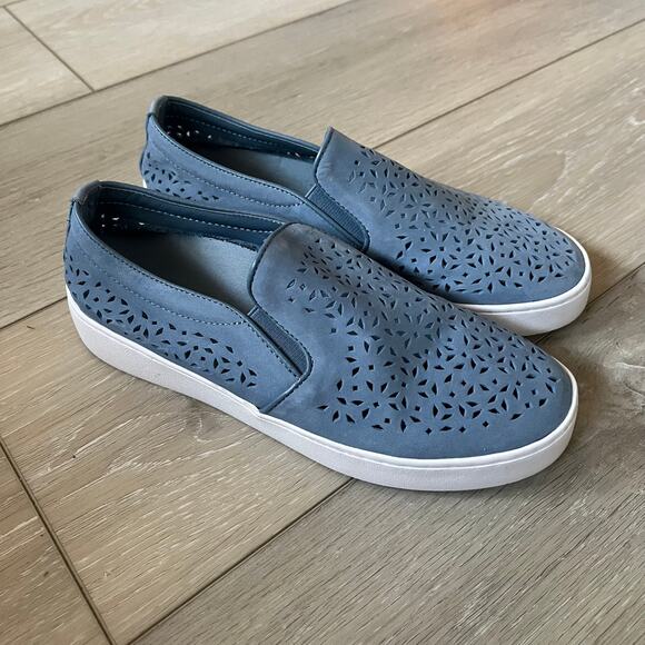 Vionic 'Midi Perf' Women's 6.5 Blue Leather Perforated Comfort Sneaker Slip On - Picture 2 of 10